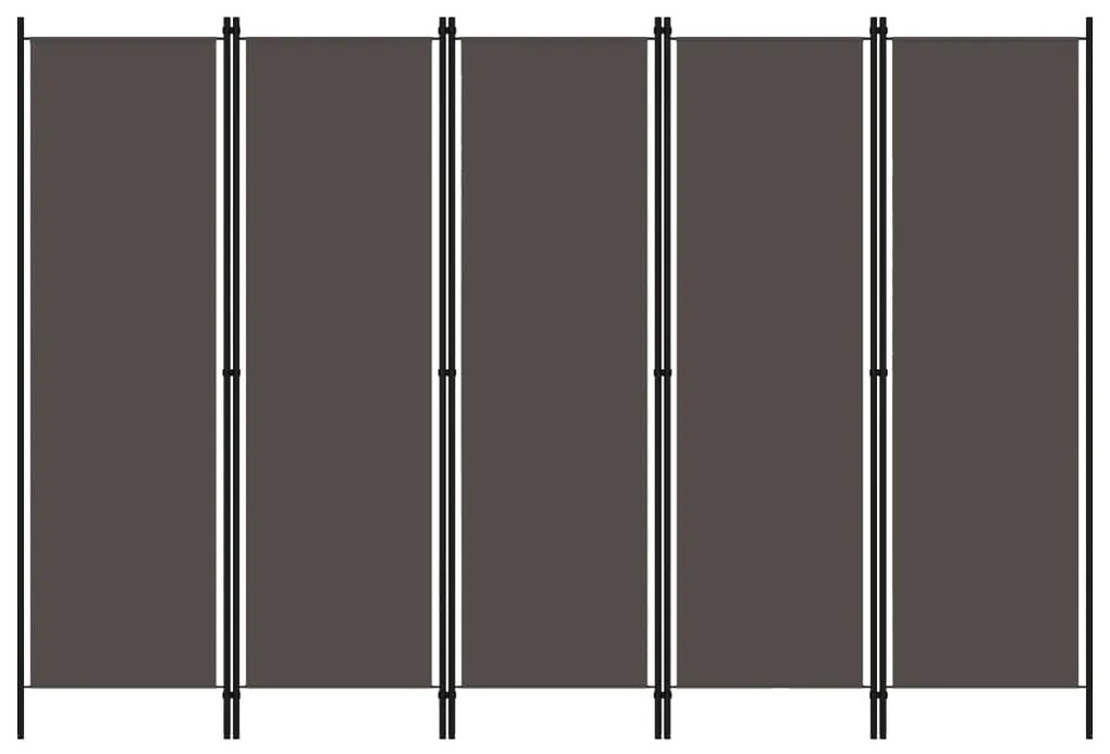 Paravento A 5 Pannelli Antracite 250x180 Cm /