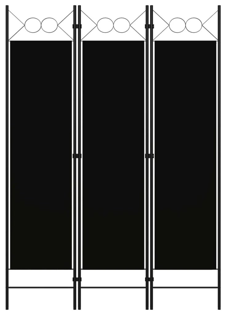 Paravento a 3 pannelli nero 120x180 cm