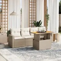 Set Divano da Giardino 5 pz con Cuscini Beige in Polyrattan 3271191