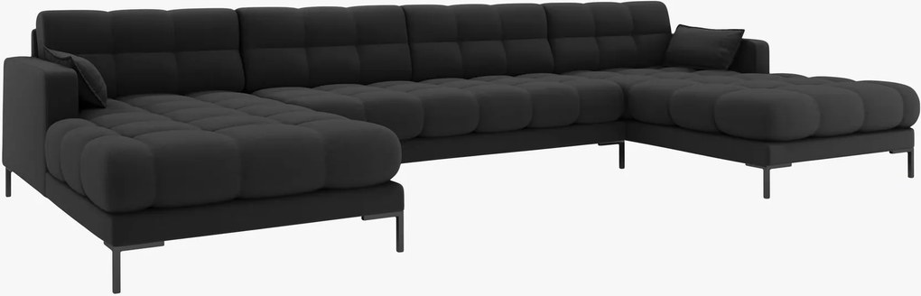 Divano angolare Mamaia 6 posti in velluto Bluvel gambe nere – L383 cm