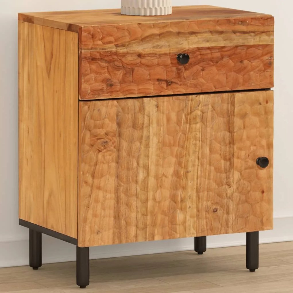 Comodino 50x33x60 Cm İn Legno Massello Di Acacia /