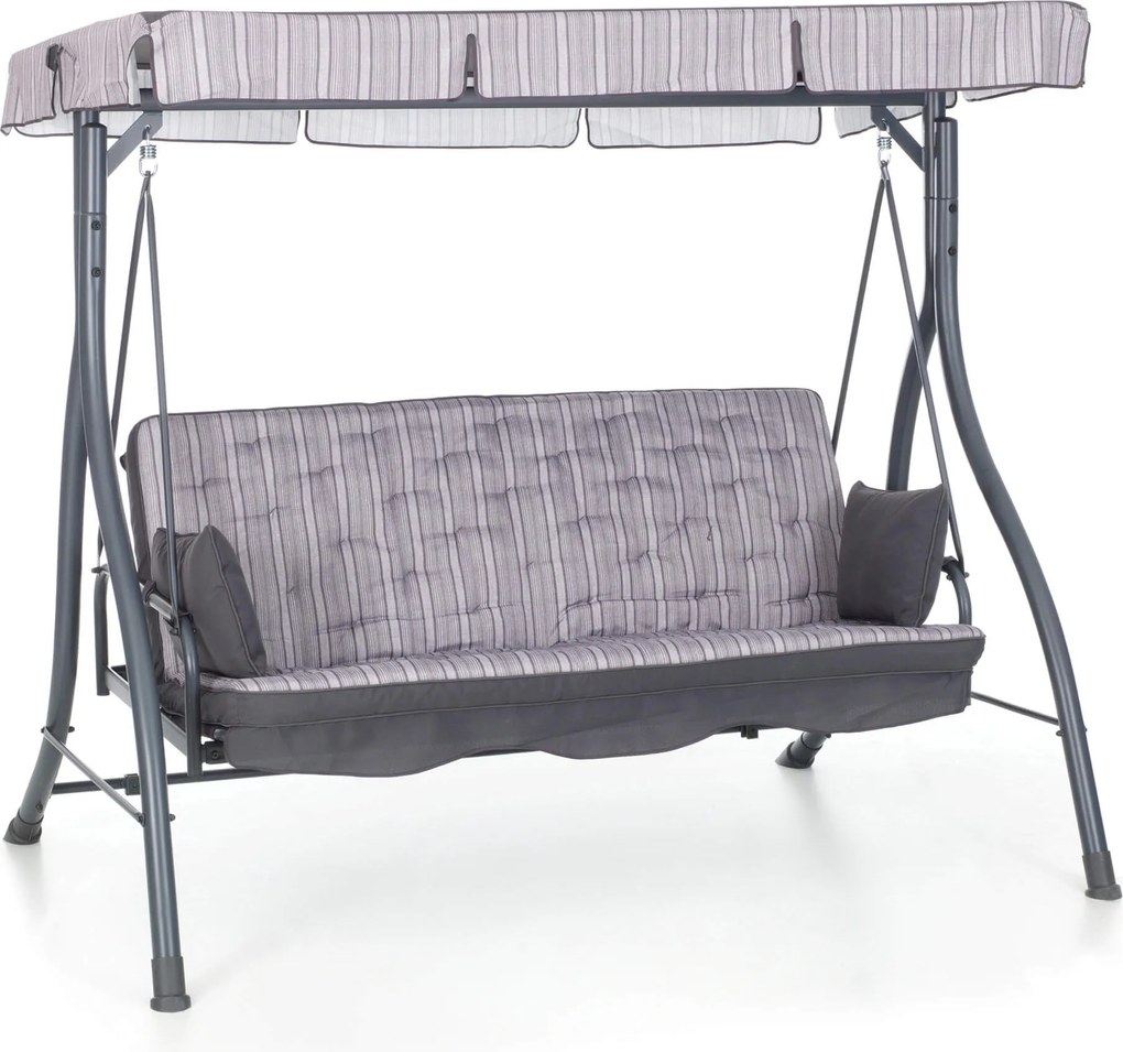 Dondolo 3 Posti da Giardino 198x140x174 cm Schienale Reclinabile per Funzione Letto Zanzibar Antracite...