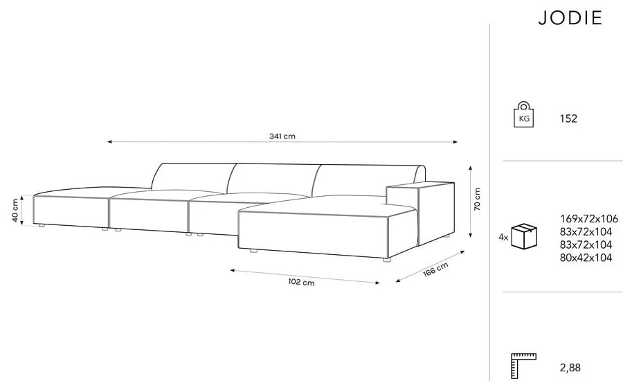 Divano angolare beige in tessuto bouclé (angolo destro) Jodie - Micadoni Home