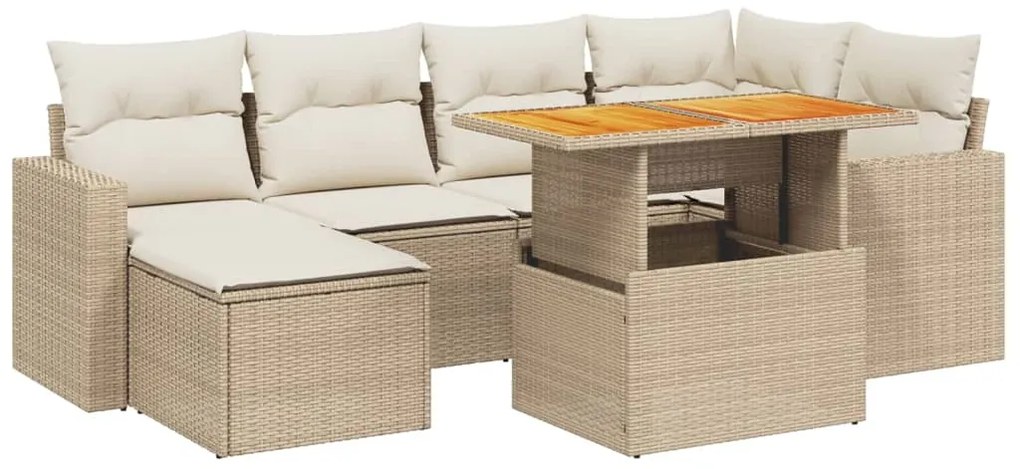 Set divani da giardino 11 pz con cuscini beige in polyrattan