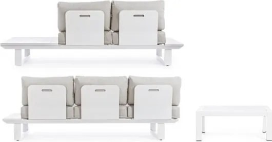 Salotto Angolare Da Esterno In Alluminio Con Cuscini E Tavolino Konnor Bianco Bizzotto