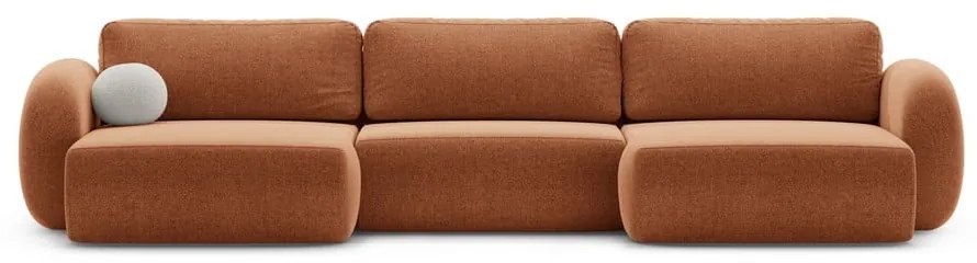 Divano angolare color mattone allungabile/con contenitore (a U) con rivestimento in ciniglia Tonale – Cosmopolitan Design