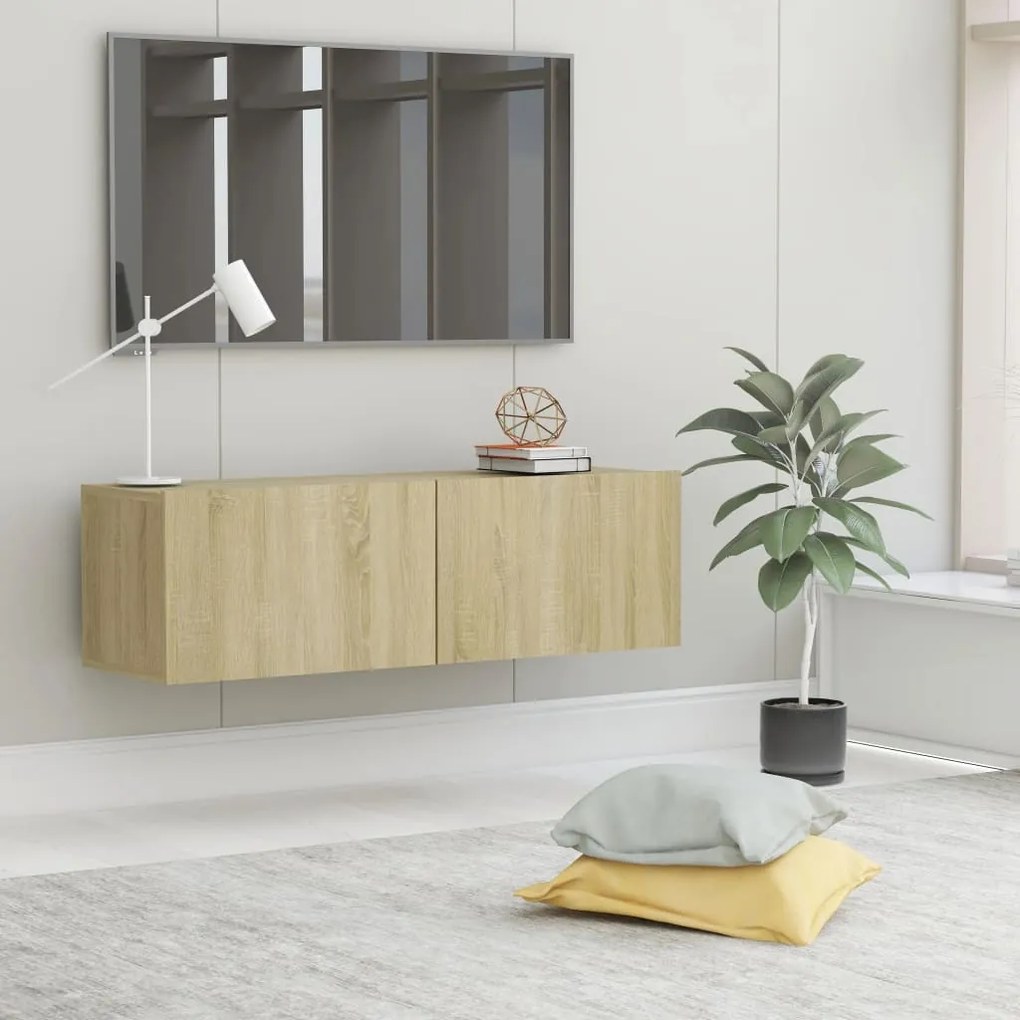 Mobile Porta Tv Rovere Sonoma 100x30x30 Cm İn Legno Multistrato /