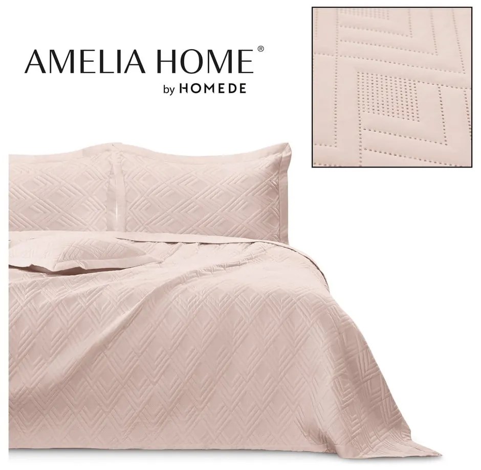 Copriletto rosa chiaro in microfibra con rivestimento trapuntato 170x210 cm Ophelia – Restilo