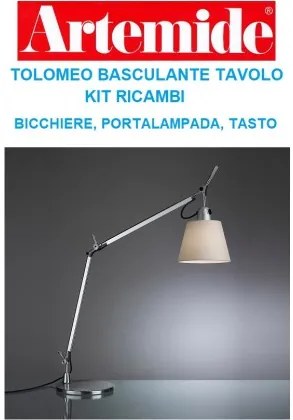 Artemide kit bicchiere, portalampada, tasto, Tolomeo basculante tavolo