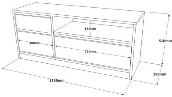 Mobile Porta Tv Da Terra 120x40x52 Bianco E Rovere Ante A Ribalta Luvio