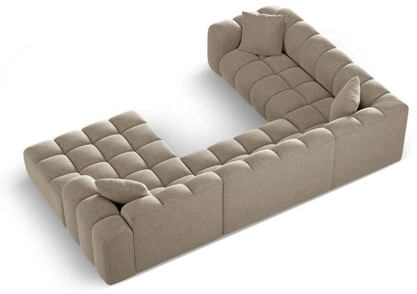 Divano angolare marrone chiaro (con penisola a sinistra/a U) con rivestimento in ciniglia Treno – Cosmopolitan Design