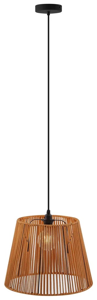 Lampada a sospensione da esterno nera con paralume in corda arancione IP44 - Cava Jayla