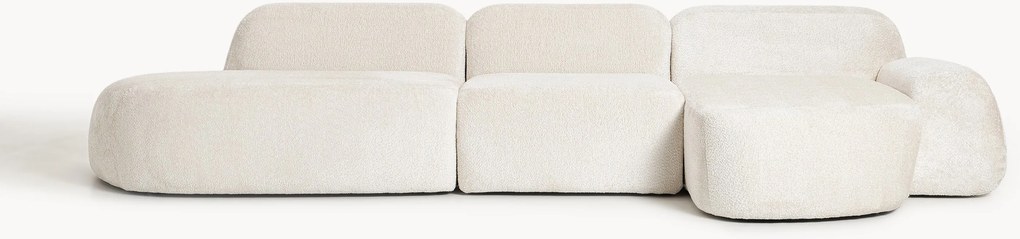 Divano angolare componibile 4 posti con chaise longue in teddy bouclé Wolke