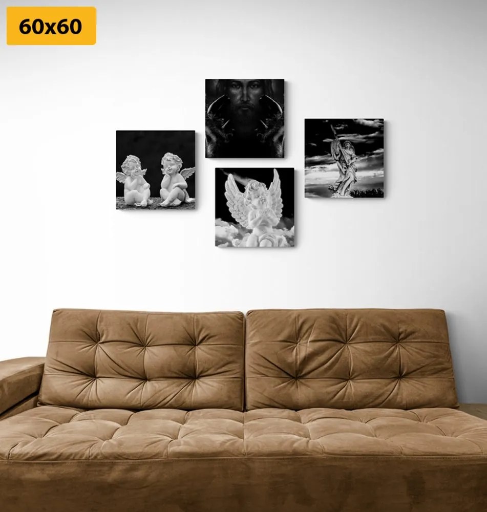 Set di quadri – Gioia celeste in bianco e nero