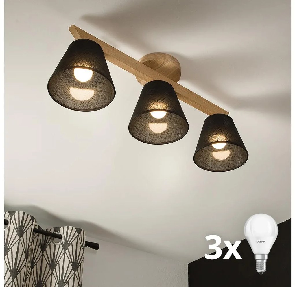 Brilagi - LED Lampadario a plafone ANTHONY 3xE14/40W/230V quercia/nero