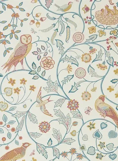 Morris & Co Carta da parati Newill - Indigo/ Saffron