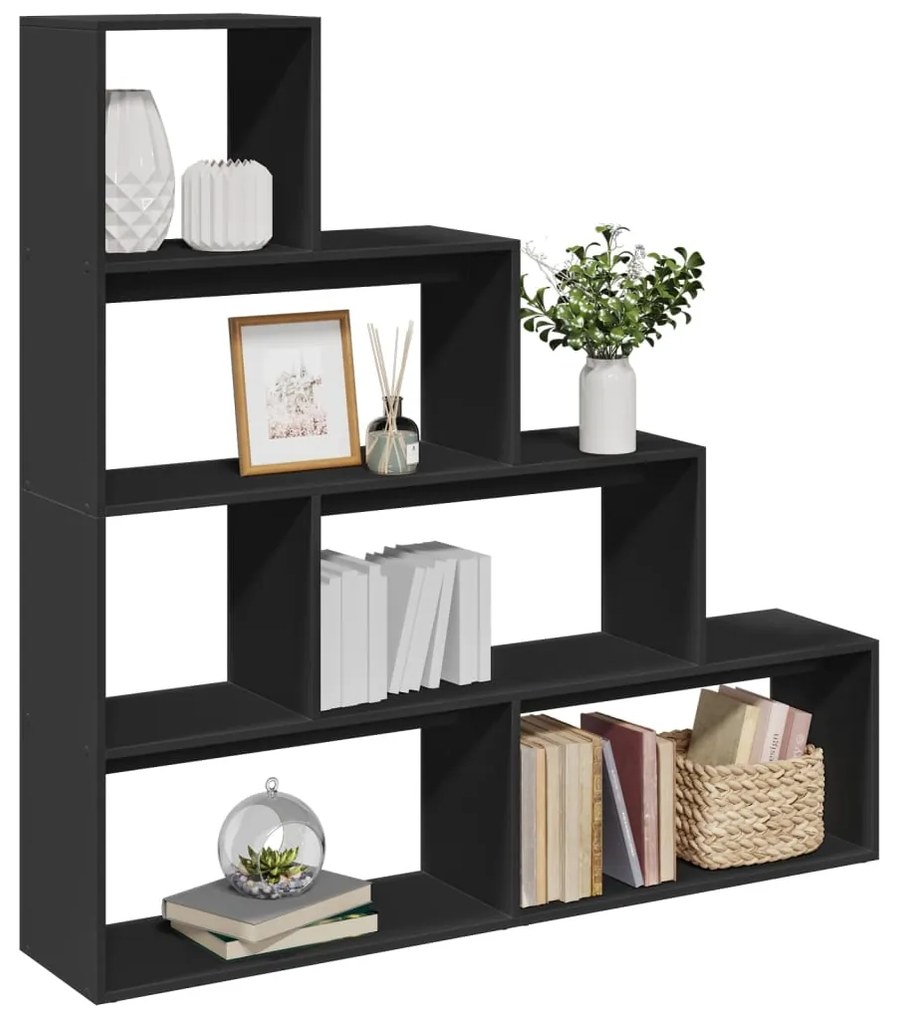 Libreria Divisorio 4 Ripiani Nera 143,5x29x143,5 Cm Truciolato /
