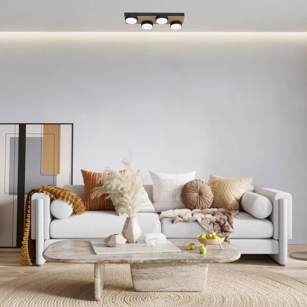 Plafoniera SEMA 4xGX53/15W/230V nero/marrone/quercia