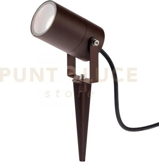 Proiettore akron corten con picchetto 1 luce attacco gu10 ip65 10x6cm