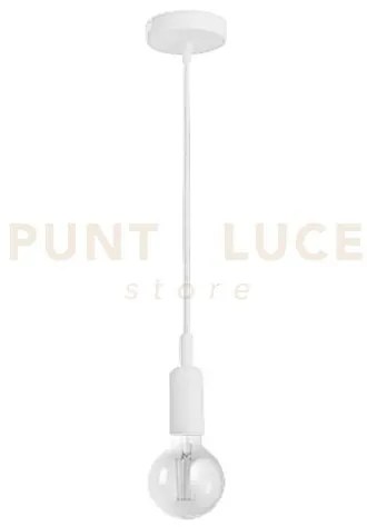Gso090- pendente flash cavo in stoffa e rosone bianco satinato 1 lu...