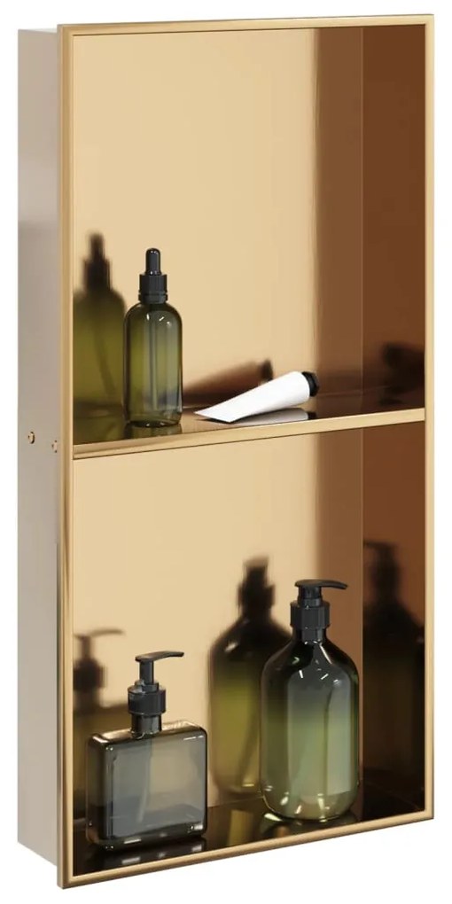 Nicchia Per Doccia Oro Spazzolato 32x62x9cm İn Acciaio Inox /