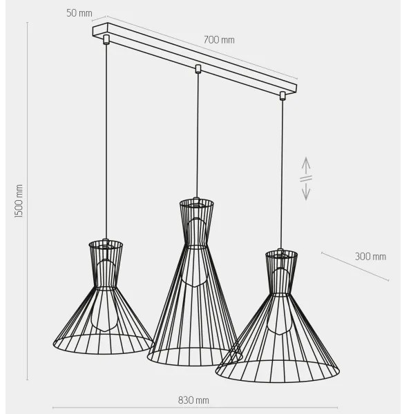 Lampadario a sospensione con filo SAHARA 3xE27/60W/230V