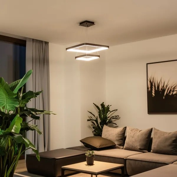 Brilagi - Lampada a sospensione LED dimmerabile con cavo FALCON SLIM LED/78W/230V 50x50 cm nero + telecomando