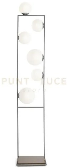 Buble lampada da terra 6 sfere acciaio spazzolato particolari bronz...
