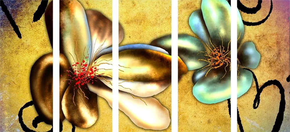 Quadri 5 pezzi – Fiori vintage interessanti
