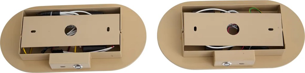 Set di 2 Applique Retrò Tortora Incl. LED Dimmerabile a 3 Fasi e USB-C - Lila