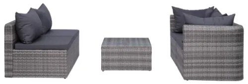 Set Divani da Giardino 9 pz con Cuscini in Polyrattan Grigio