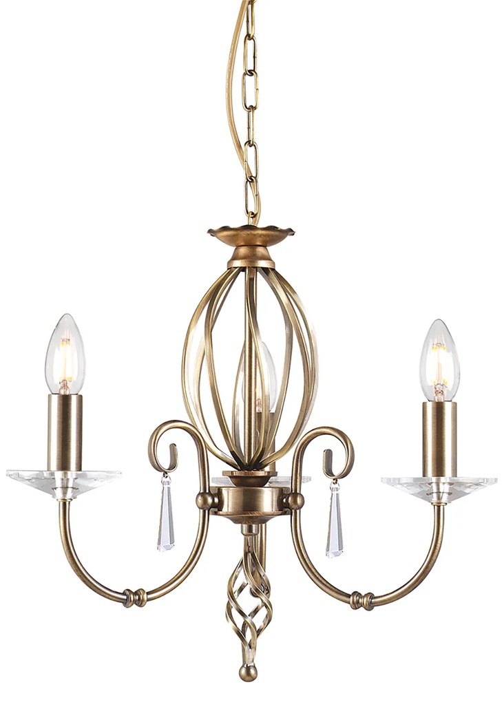 Lampadario Classico Aegean Acciaio Ottone Anticato 3 Luci E14