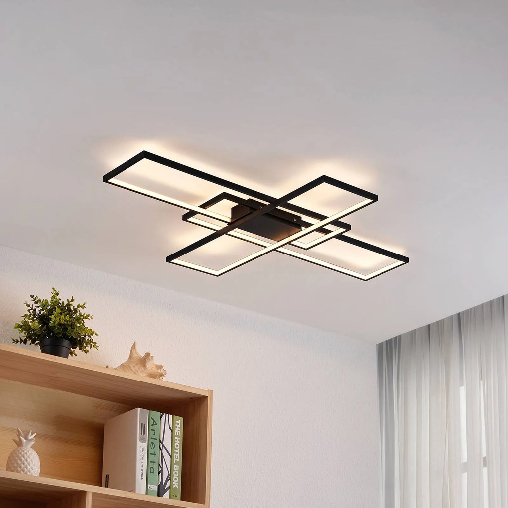 Plafoniera a LED Tetson Lindby, dimmerabile, Nero, Soggiorno / Sala da pranzo, Metallo, Moderno, Plafoniera LED