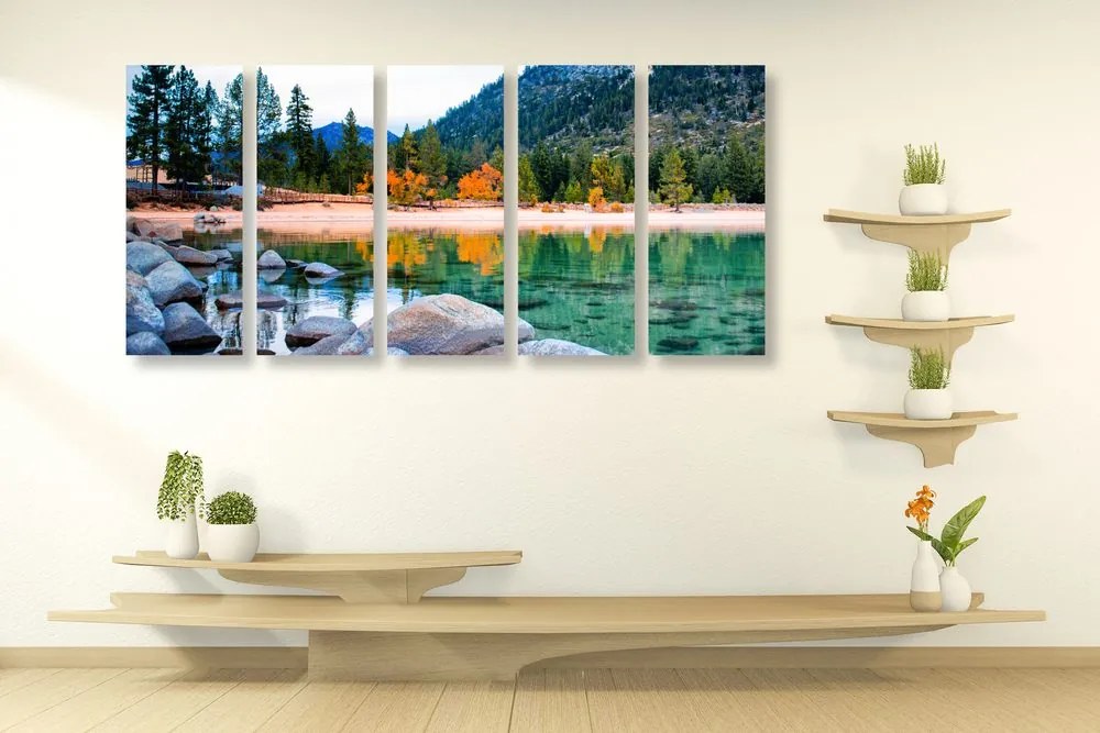 Quadri 5 pezzi – Lago in una natura splendida