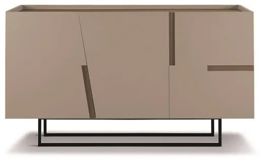 Madia 160 cm in legno e 3 ante Tortora e Tek - GIRONA piedini sagomati