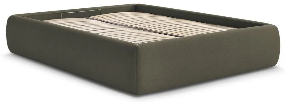 Letto matrimoniale imbottito verde scuro con contenitore/senza testiera con rete inclusa 180x200 cm Inera – Bobochic Paris
