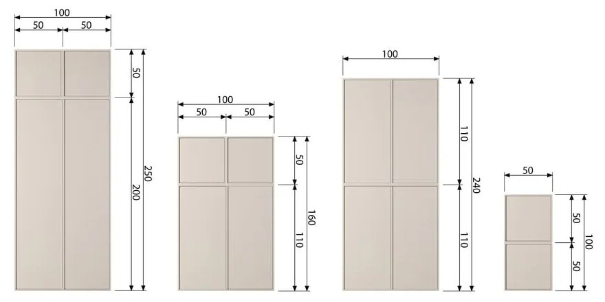 Armadio modulare in legno di pino crema 100x50 cm Daily - vtwonen