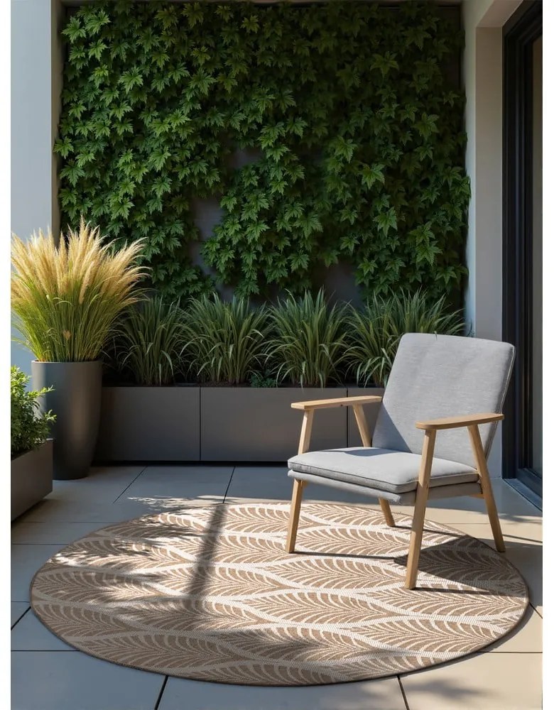 Tappeto da interno/esterno rotondo beige/avorio ø 160 cm Duet Liora – NORTHRUGS