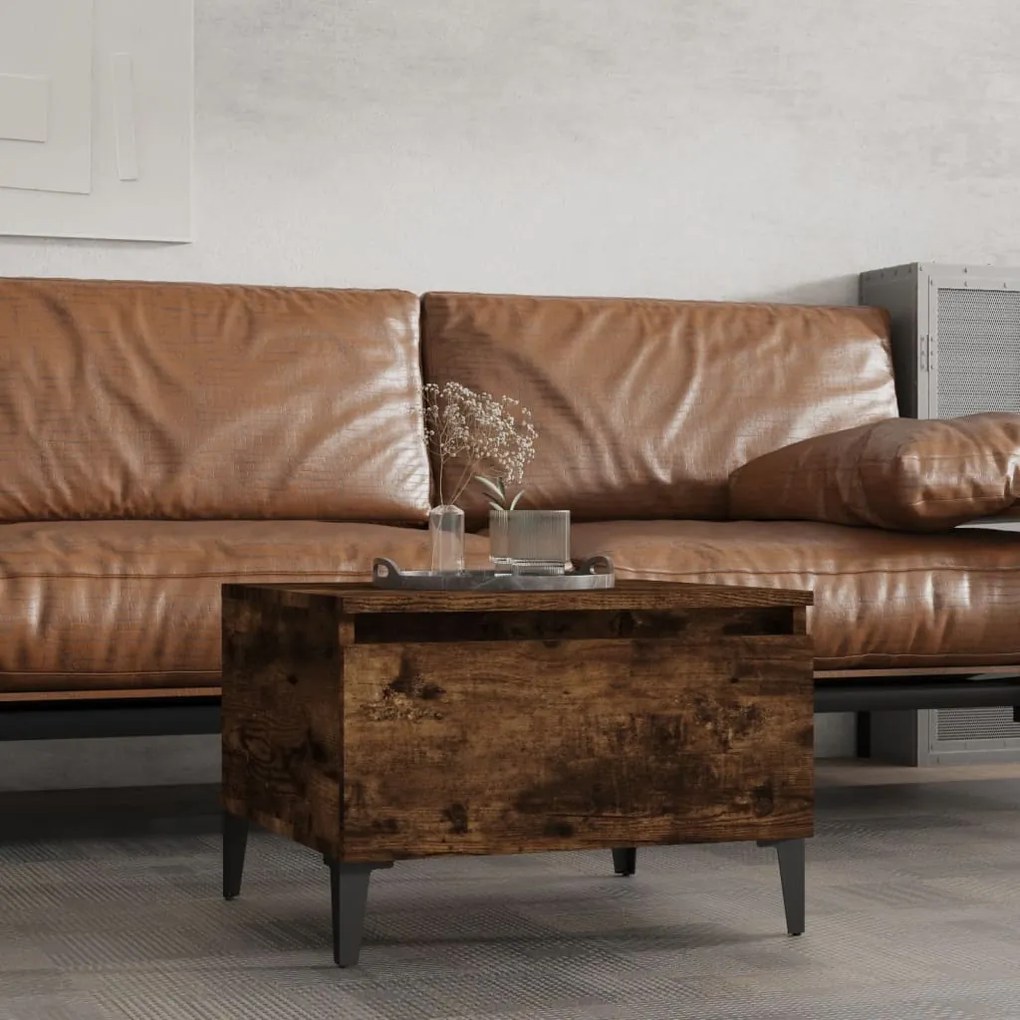 Tavolino Da Salotto Rovere Fumo 50x46x35cm İn Legno Multistrato /
