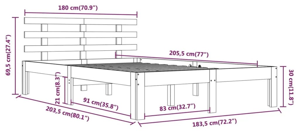 Giroletto Bianco in Legno Massello 180x200 cm Super King