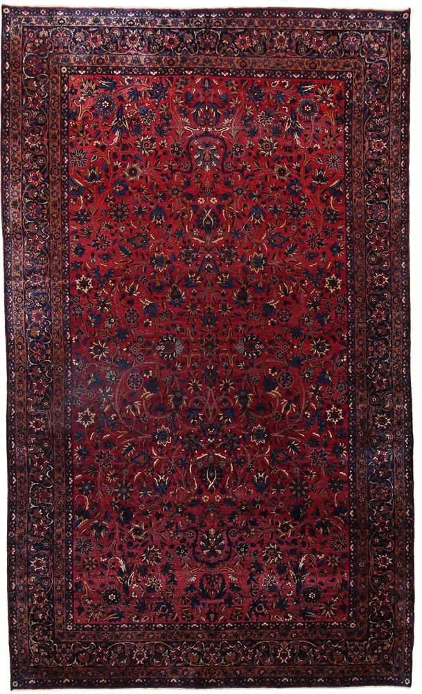 Sarouk Tappeto 260x450 Blu (Iran) Annodato A Mano