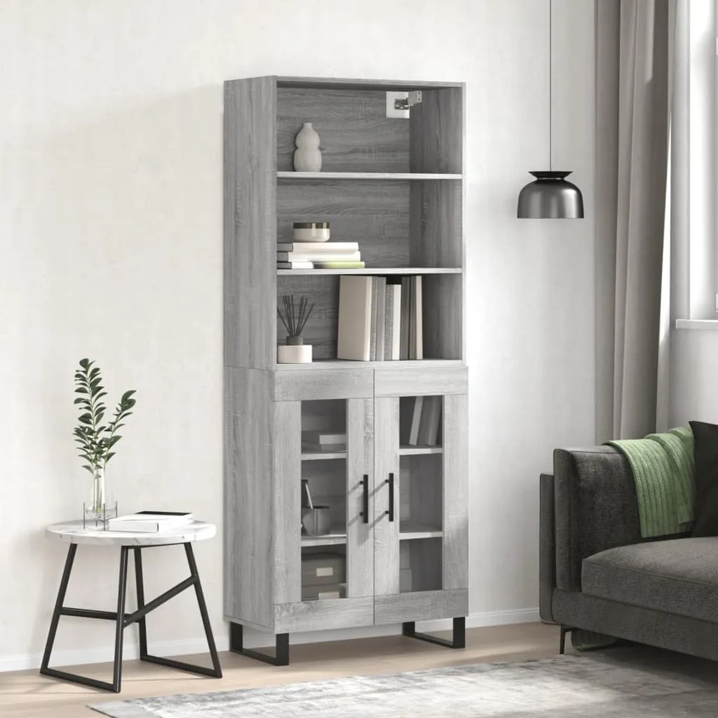 Credenza Grigio Sonoma 69,5x34x180 Cm İn Legno Multistrato /
