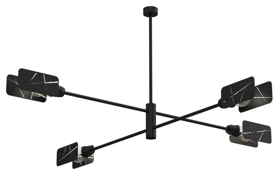 Lampadario a sospensione con supporto rigido ASTRA 4xE27/60W/230V nero