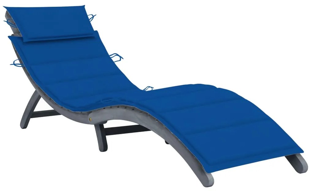 Sdraio Con Cuscino Grigia İn Legno Massello Di Acacia /