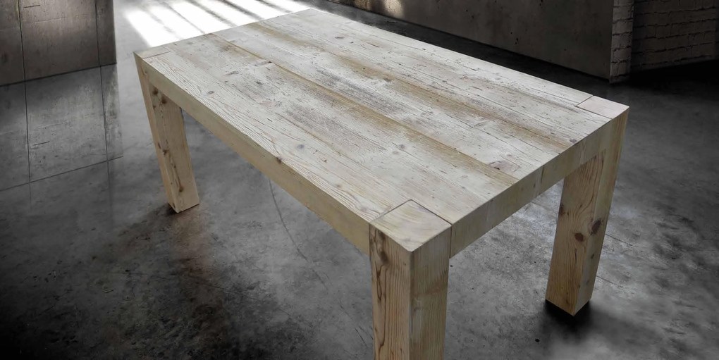 Tavolo da pranzo moderno allungabile in legno invecchiato 180 x 90