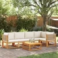 Set Divano da Giardino 6 pz con Cuscini in Massello di Acacia 3278921