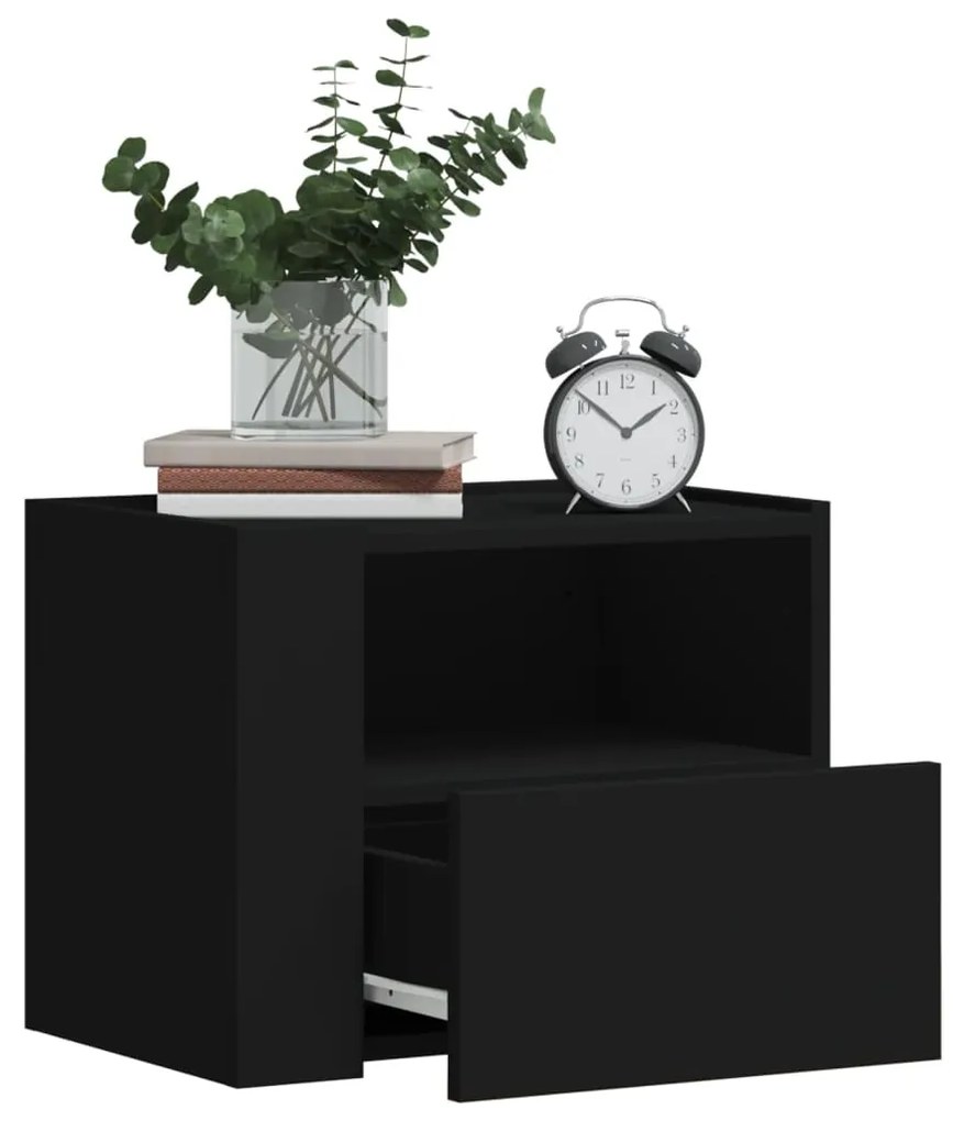 Comodini A Muro 2 Pz Nero 45x30x35 Cm /