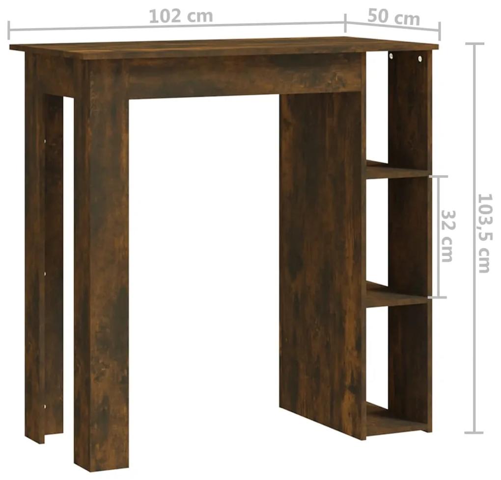 Tavolino da Bar con Ripiani Rovere Fumo 102x50x103,5 cm