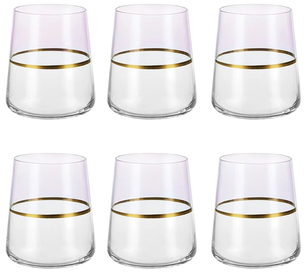 Set 6 bicchieri acqua 420 ml rosa e oro Spectrum