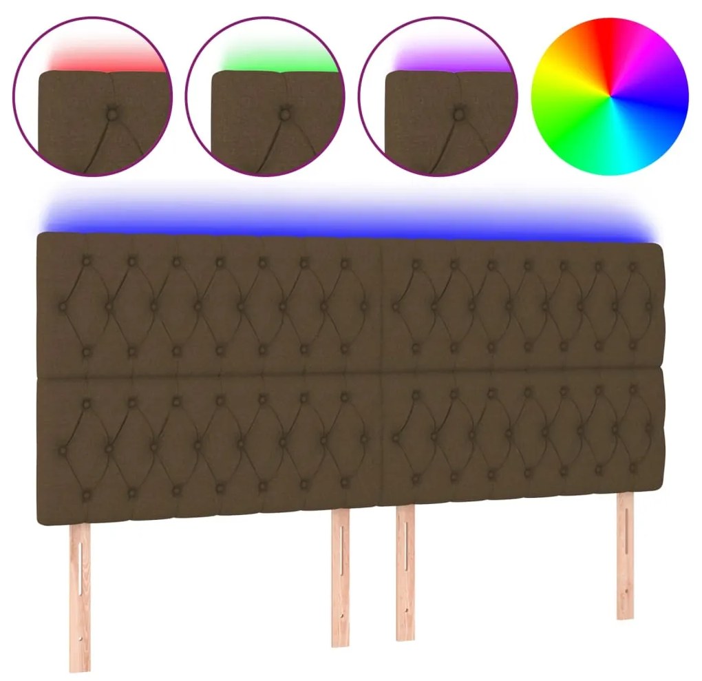 Testiera a led marrone scuro 180x7x118/128 cm in tessuto